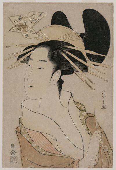 Pipo Tutan Bir Fahişe Portresi (Modern Elbiseli Altı Ölümsüz Şair serisinden) by Chobunsai Eishi