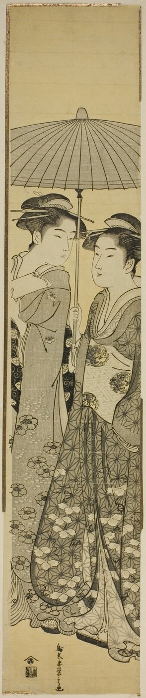 Bir Şemsiye Altında İki Kız by Chobunsai Eishi