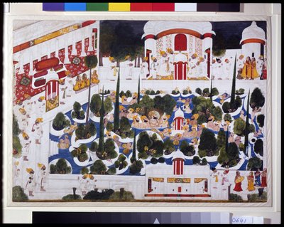 Maharana Bhim Singh saray havuzunda soylularla oynuyor by Chokha Chokha