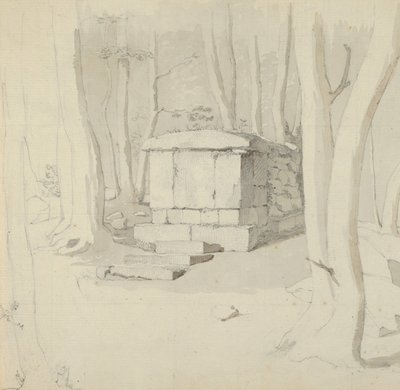 Ormanda Bir Taş Mezar, vers: Bir Çiçeğin Çalışması, 1830. by Christen Købke