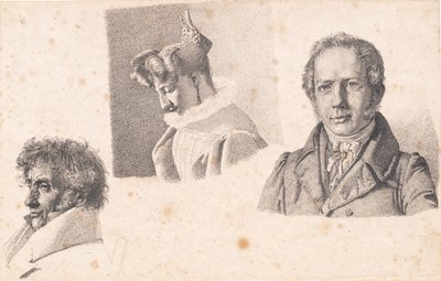 Üç portreli dergi: Bakermester Købke, Sophie Krohn ve N. Feilberg by Christen Købke