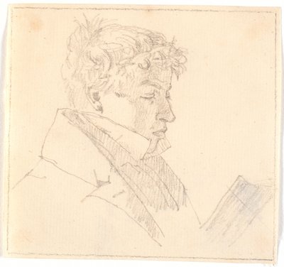 Okuyan genç adam, sanatçının en büyük erkek kardeşi Papaz Carl Adolf Købke (1804-1840)? by Christen Købke