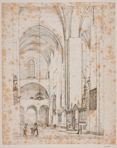 Prospekt af det indre af den nordlige korsarm af Århus domkirke by Christen Købke