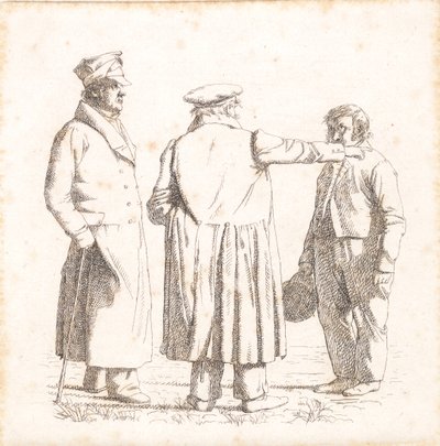 Üç portre figürü, fırıncı Købke, Binbaşı Krohn ve köle çavuş Sprøch by Christen Købke