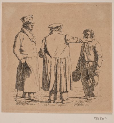Üç portre figürü, fırıncı Købke, binbaşı Krohn ve köle çavuş Sprøch by Christen Købke