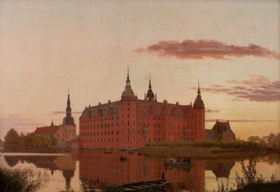 Akşam Aydınlatmasıyla Frederiksborg Kalesi Akşam Işığında Frederiksborg Kalesi, 1835. by Christen Schiellerup Købke