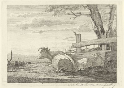 Sığırların bir manzarada dinlenmesi by Christiaan Godfried Schutze van Houten