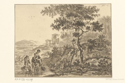 Çoban ile İtalyan tarzı manzara by Christiaan Josi