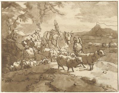 Çobanlar ve Sığırlarla Manzara by Christiaan Josi