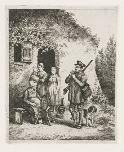 Bir evin önünde şirket by Christiaan Wilhelmus Moorrees