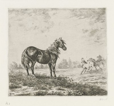 Üç atlı manzara by Christiaan Wilhelmus Moorrees