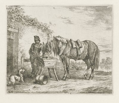 Bir besleyicideki at by Christiaan Wilhelmus Moorrees
