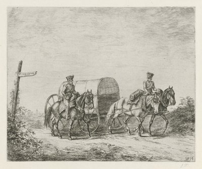 At sırtında iki asker by Christiaan Wilhelmus Moorrees