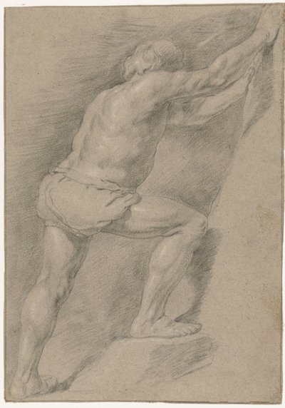 Bacağını kaldırmış çıplak bir adamın incelenmesi by Christiaen Gillisz. van Couwenberg (attributed to)