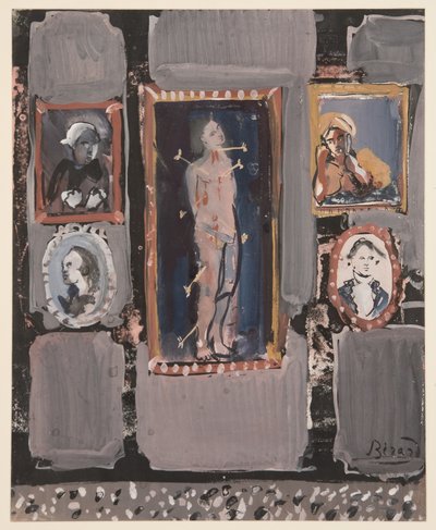Gri Zemin Üzerine Aziz Sebastian , yak. 1935-1945 (kağıt üzerine guaj) by Christian Bérard