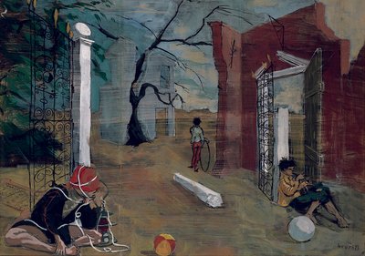 Tiyatro sahnesi (pano üzerine serilen kağıt üzerine yağlı boya) by Christian Bérard
