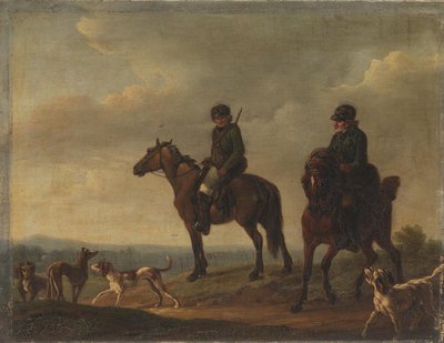 At sırtında iki avcı by Christian David Gebauer