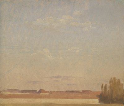 Bir Dresden Banliyösünün Çatılarının Görünümü (tuval üzerine monte edilmiş kağıt üzerine yağlı boya) by Christian Friedrich Gille