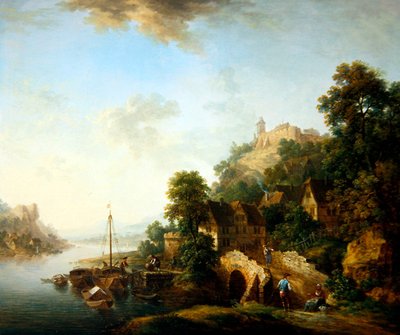 Braubach Köyünden Bir Görünüm (bakır üzerine yağlı boya) by Christian Georg I Schutz
