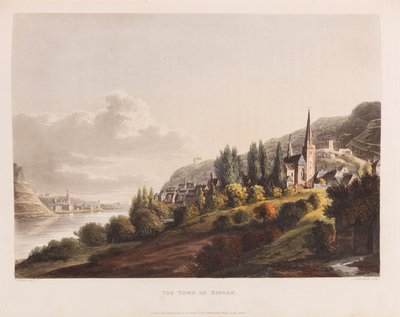 Bingen. Gönderen: Ren Nehri Boyunca Pitoresk Bir Tur, 1820. by Christian Georg Schütz the Younger