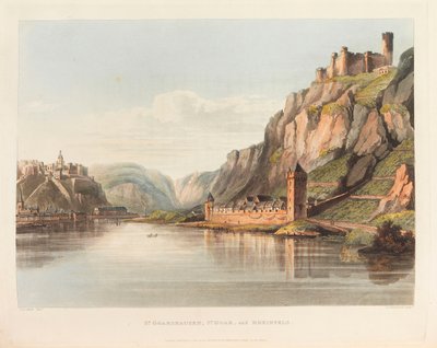 Aziz Goarshausen, Aziz Goar ve Rheinfels. Gönderen: Ren Nehri Boyunca Pitoresk Bir Tur, 1820. by Christian Georg Schütz the Younger