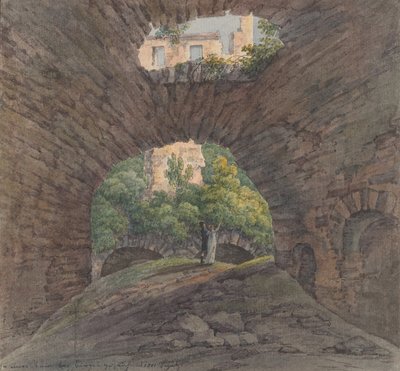 Bingen yakınlarındaki Harabeleri İzleyen Genç Bir Çift, 1801. by Christian Georg Schutz