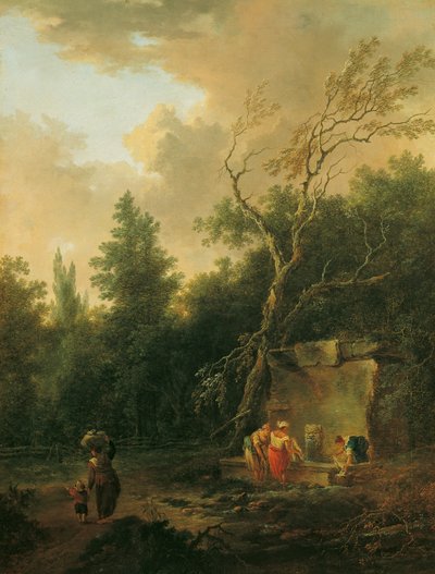 Çeşme ile ağaç manzara by Christian Hilfgott Brand
