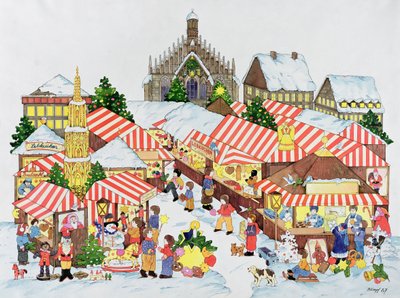 Christkindlmarket, Nuernberg, 1987 (kağıt üzerinde wc) by Christian Kaempf