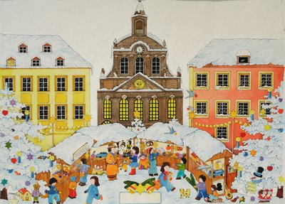 Noel Pazarı, 2001 (kağıt üzerine sulu boya) by Christian Kaempf