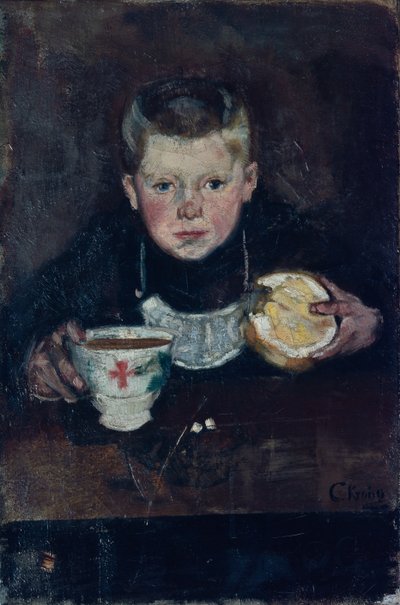 Kahve içen ayak işi yapan çocuk by Christian Krohg