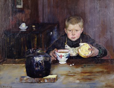 Kahve içen ayak işi yapan çocuk by Christian Krohg