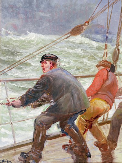 Rüzgara doğru çekme (tuval üzerine yağlı boya) by Christian Krohg
