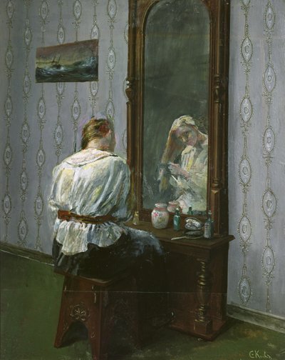 Aynanın önü (tuval üzerine yağlı boya) by Christian Krohg