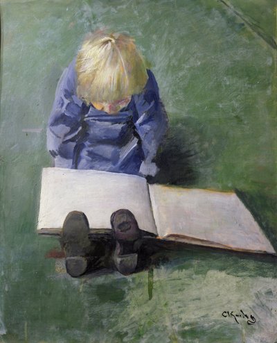 Küçük Ebbe okuma by Christian Krohg