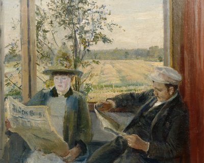 Oda Verdens Gang gazetesini okuyor by Christian Krohg