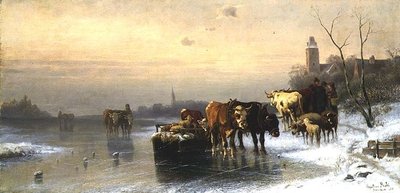 Sığırlarla Kış Manzarası by Christian Mali