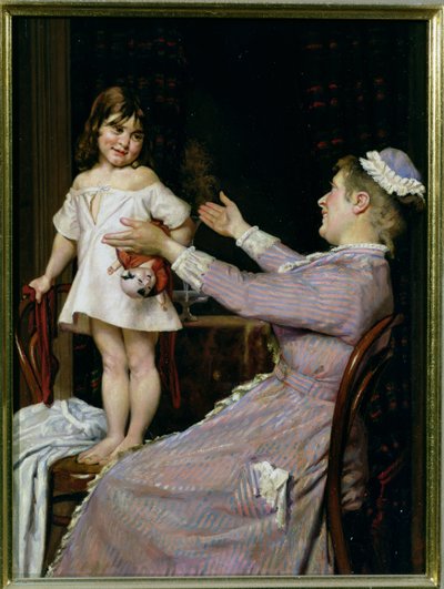 Oyuncak Bebekli Küçük Kız ve Hemşiresi, 1896 by Christian Pram Henningsen