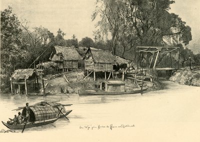 Ayaklı evler, Bangkok, Siam, 1898. by Christian Wilhelm Allers