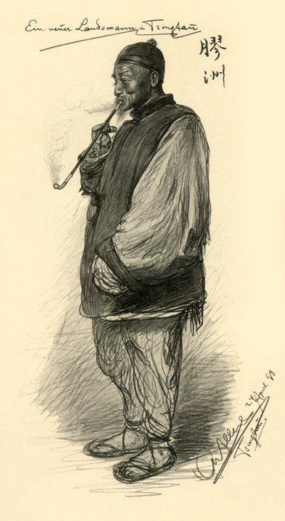 Pipo içen adam, Tsingtao, Çin, 1898. by Christian Wilhelm Allers