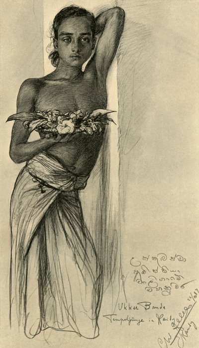 Ukku Banda, tapınaktaki genç adam, Kandy, Seylan, 1898. by Christian Wilhelm Allers