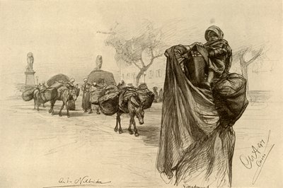 Kobri el Gezira Köprüsü yakınında kadın ve çocuk, Kahire, 1898. by Christian Wilhelm Allers
