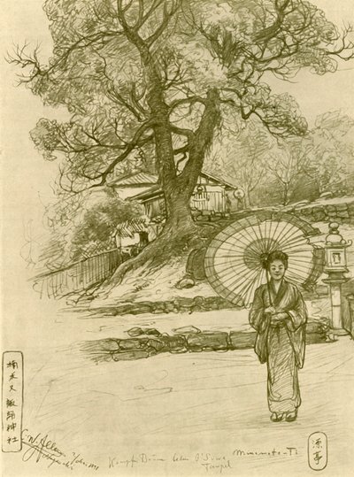 Şemsiyeli kadın, Nagazaki, Japonya, 1898. by Christian Wilhelm Allers