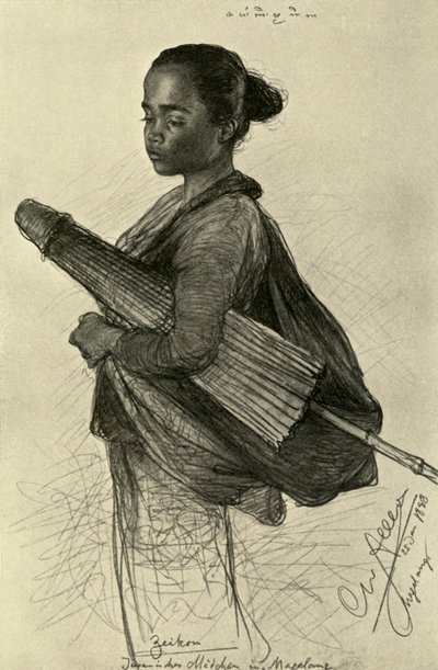 Şemsiyeli genç kadın, Magalang, Java, 1898. by Christian Wilhelm Allers