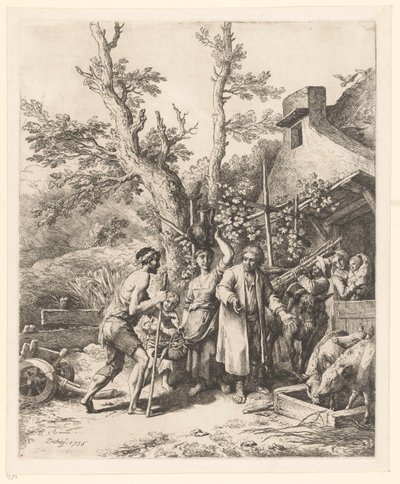 Müsrif Oğul benzetmesi; müsrif oğul bir çiftçiden iş ister by Christian Wilhelm Ernst Dietrich