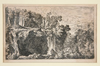 Şelale ile manzara by Christian Wilhelm Ernst Dietrich