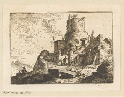 Gözetleme kulesi ile manzara by Christian Wilhelm Ernst Dietrich