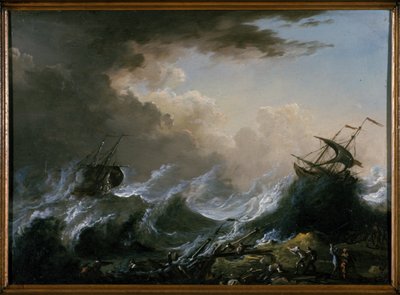 Deniz fırtınası ve gemi enkazı by Christian Wilhelm Ernst Dietrich