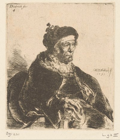 oturan yaşlı kadın by Christian Wilhelm Ernst Dietrich