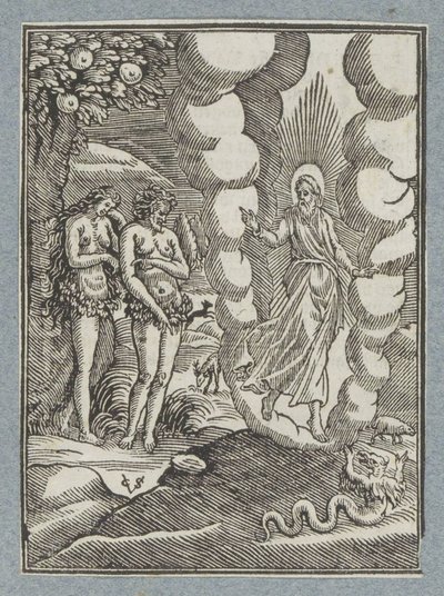Adem ve Havva çıplaklıklarından utanıyorlar by Christoffel van Sichem (II)