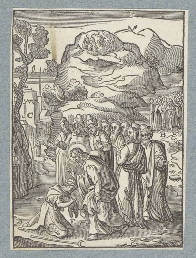 Mesih bir cüzamlıyı iyileştirir by Christoffel van Sichem (II)